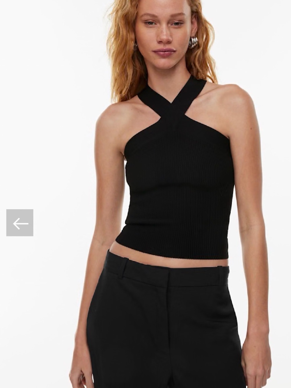Aritzia Babaton Black Ribbed Cross-Halter Camisole